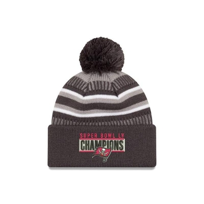 Tampa Bay Buccaneers Gorra | New Era NFL Super Bowl Lv Champions Celebration Pom Knit Beanie Mexico - Grises